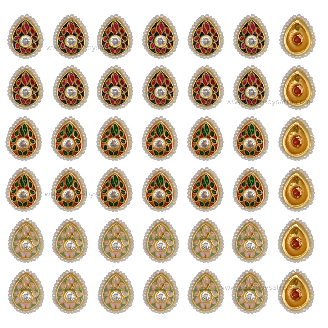 Meenakari Kundan Beads | Size : 15mm | Qty : 12pcs | C-663