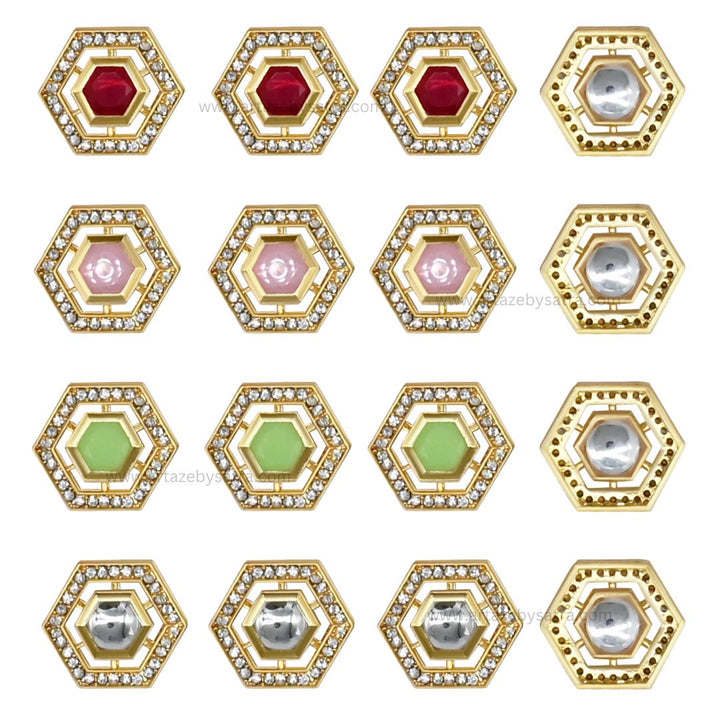 Meenakari Kundan Beads | Size : 18mm | 12pcs | C-635