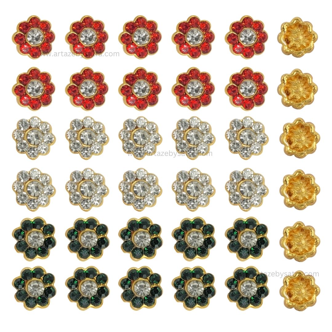 Meenakari Kundan Beads | Size : 10mm | Qty : 12pcs | MKB31