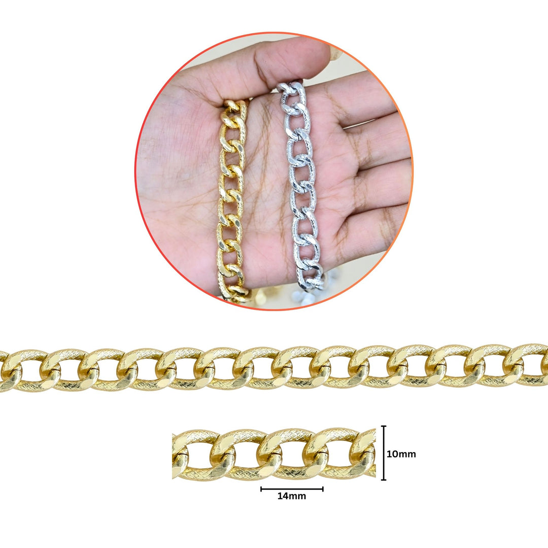 Aluminium Chain | Size : H-10mm W-14mm | Qty : 1mtr | JT-16-8-57-1