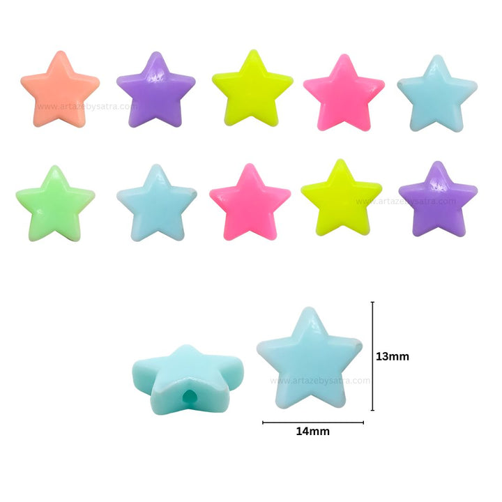 Assorted Star Pastel Plastic Beads | Size : 15mm