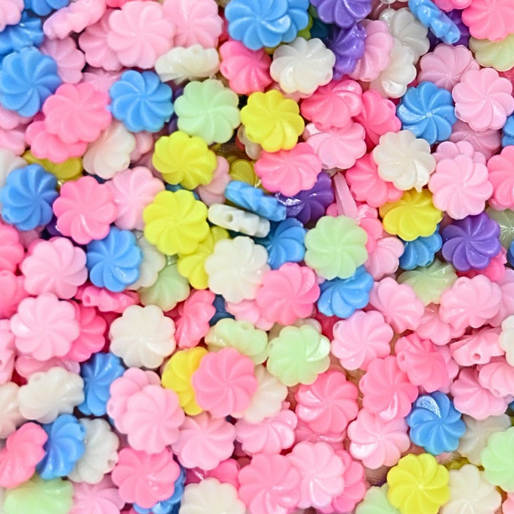 Assorted Flower Pastel Plastic Beads | Size : 11mm