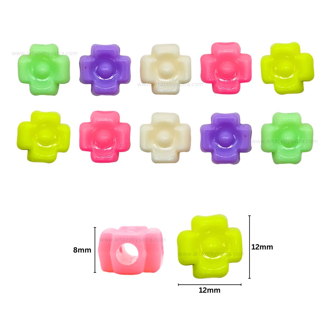 Assorted Plus Sign Pastel Plastic Beads | Size: 12mm