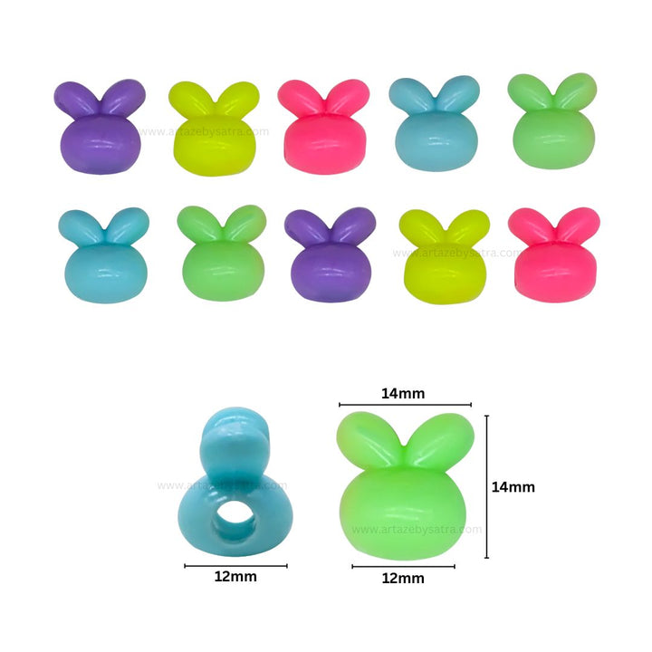 Assorted Rabbit Plastic Beads | Size : 14mm