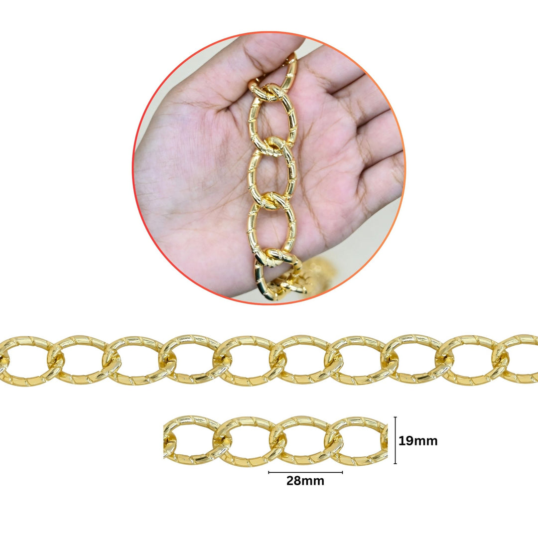 Aluminium Chain | Size : H-19mm W-28mm | Qty : 1mtr | JT-13-37-2