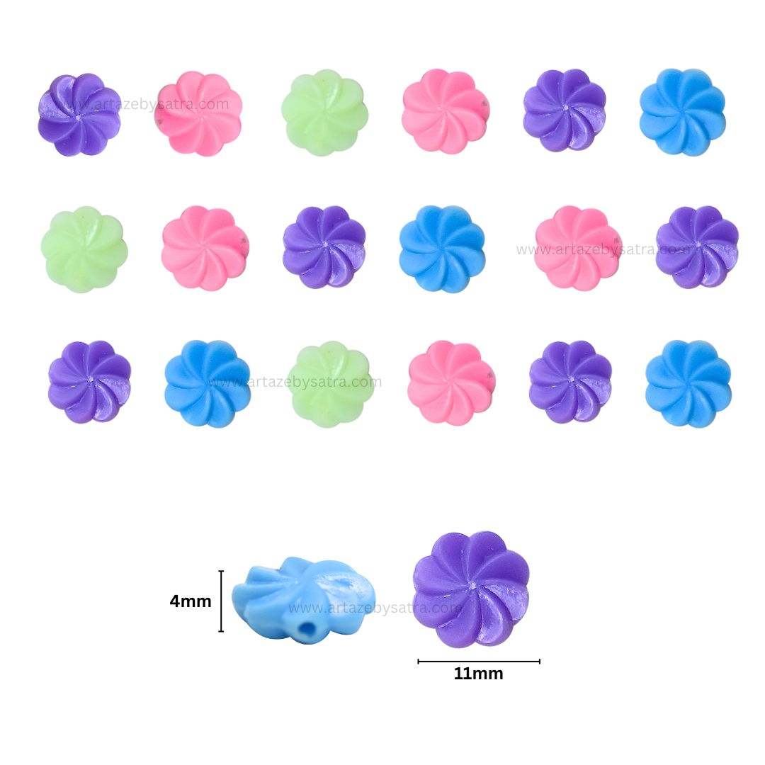 Assorted Flower Pastel Plastic Beads | Size : 11mm