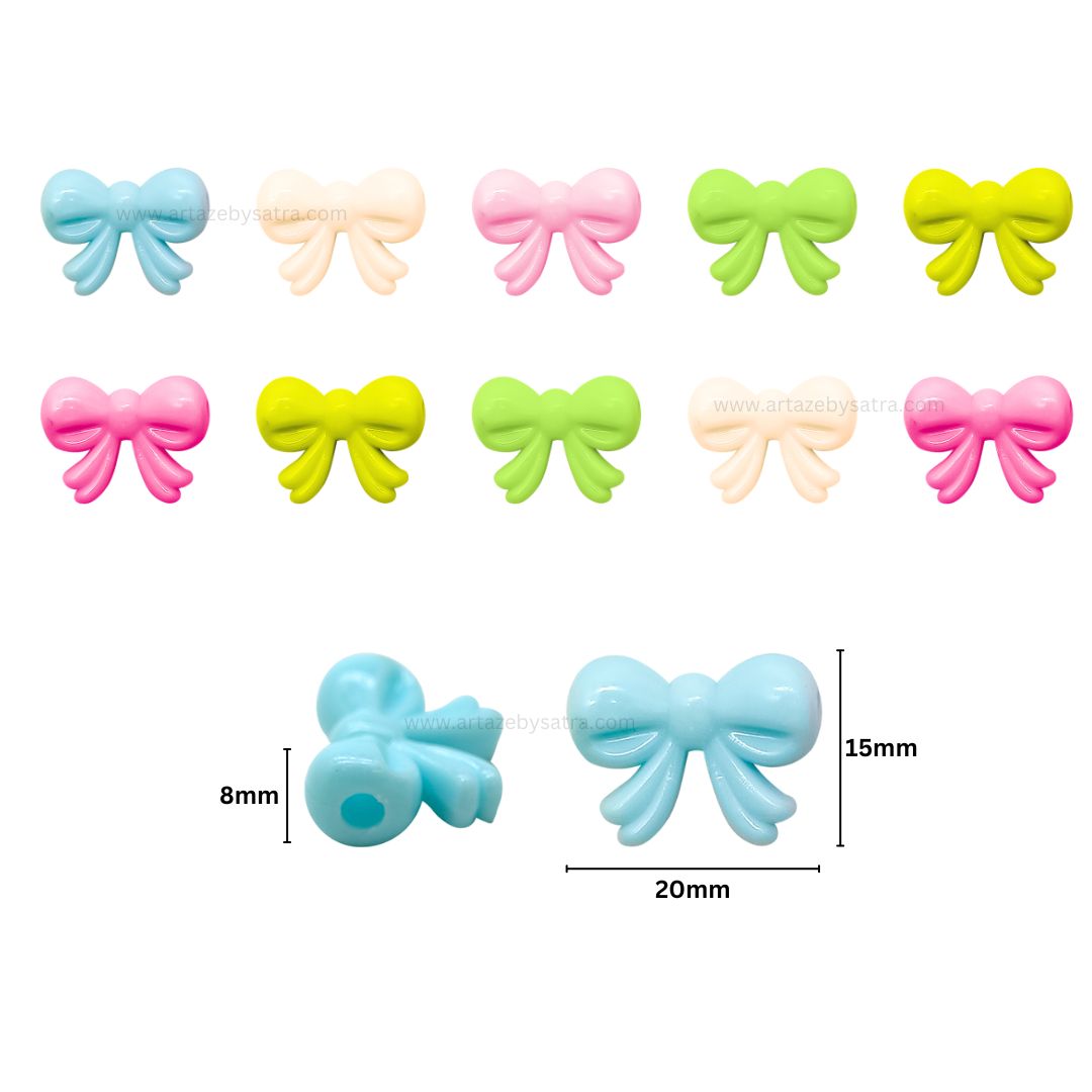 Bow Pastel Plastic Beads | Size : 20mm