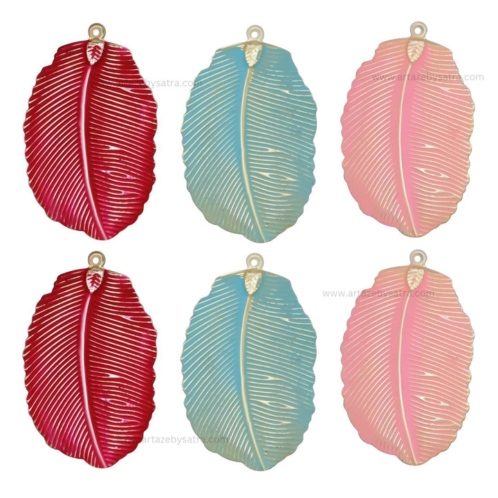 1 Loop Leaf Coloured Metal Art | Size : 3inch | Qty : 10pcs