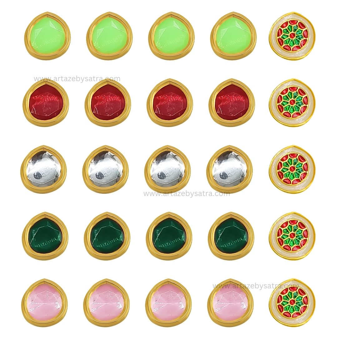 Meenakari Kundan Beads | Size : 16mm | Qty : 6pcs | C-562