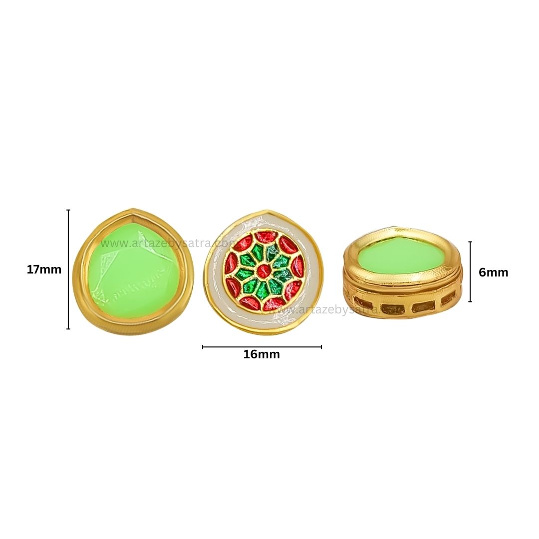 Meenakari Kundan Beads | Size : 16mm | Qty : 6pcs | C-562