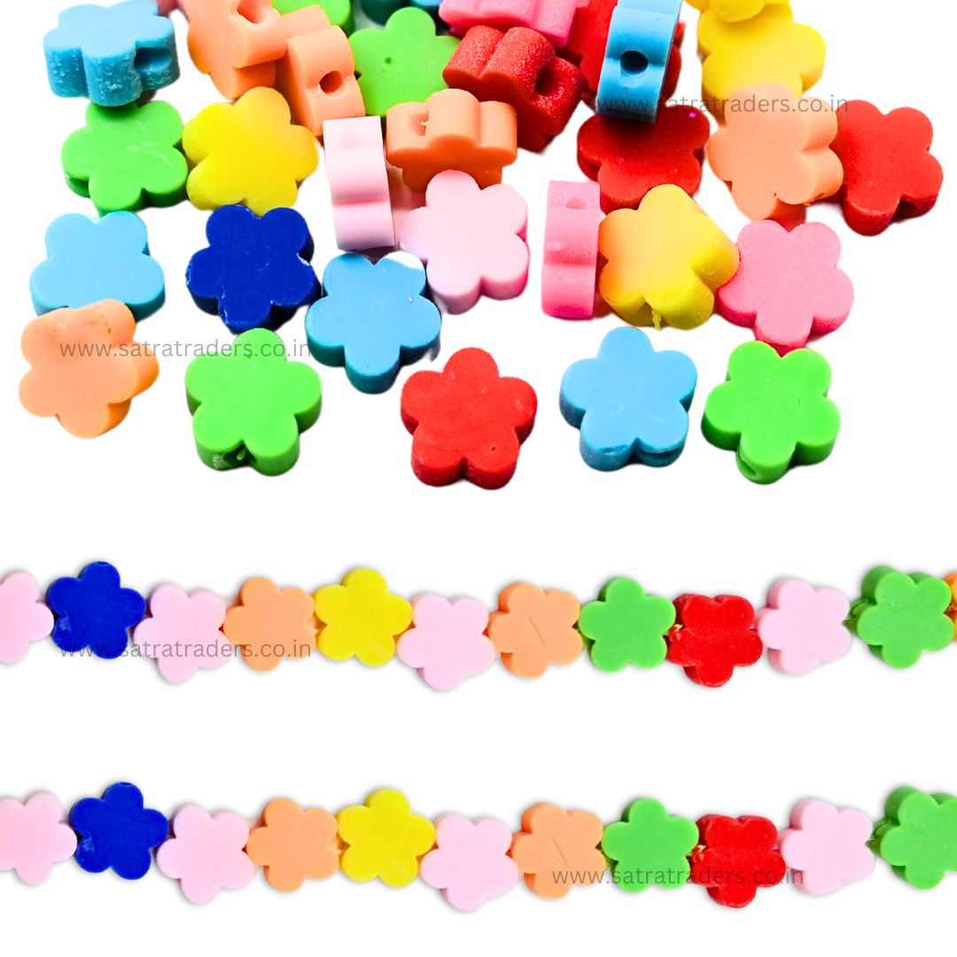 Plain Flower Polymer Clay Fimo Beads | Size: 6mm (W) Thickness 2mm | 1string 40 PCS