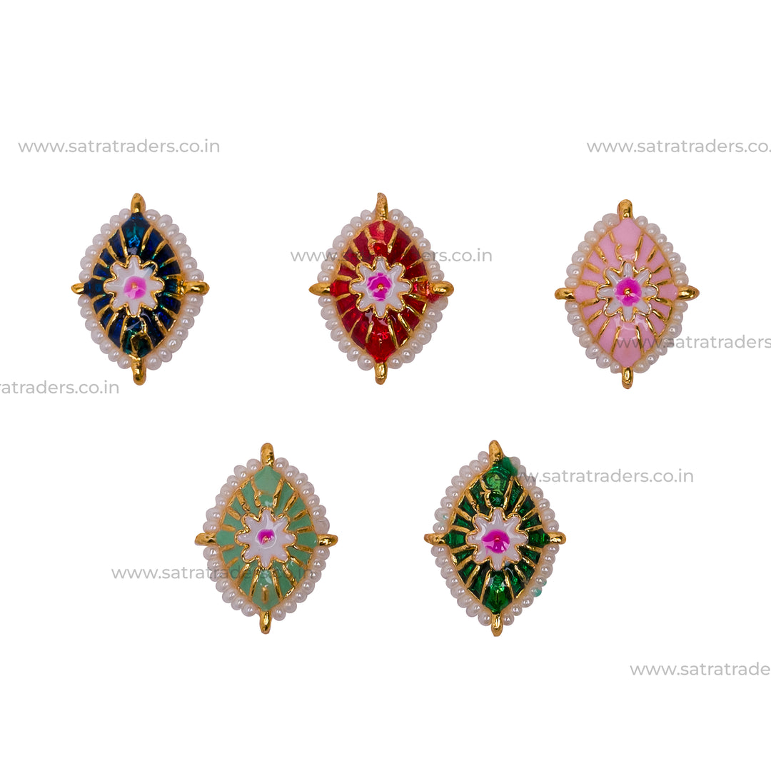 Meenakari Kundan Beads | Size : 8x12mm | 12pcs C-858