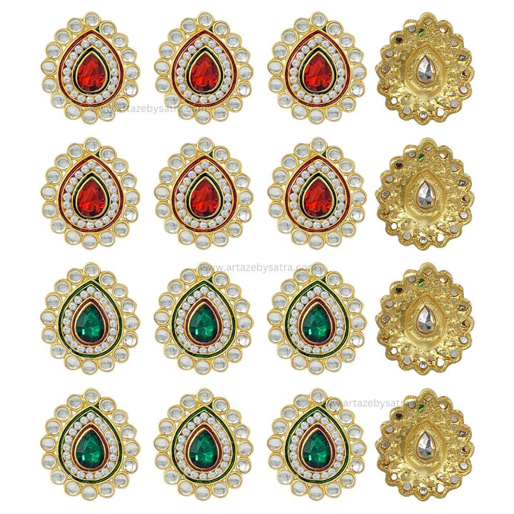 Meenakari Kundan Beads | Size : 31mm | Qty : 2pcs | MKB12