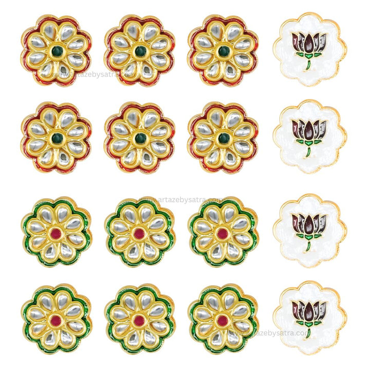 Meenakari Kundan Beads | Size : 25mm | Qty : 4pcs | MKB45