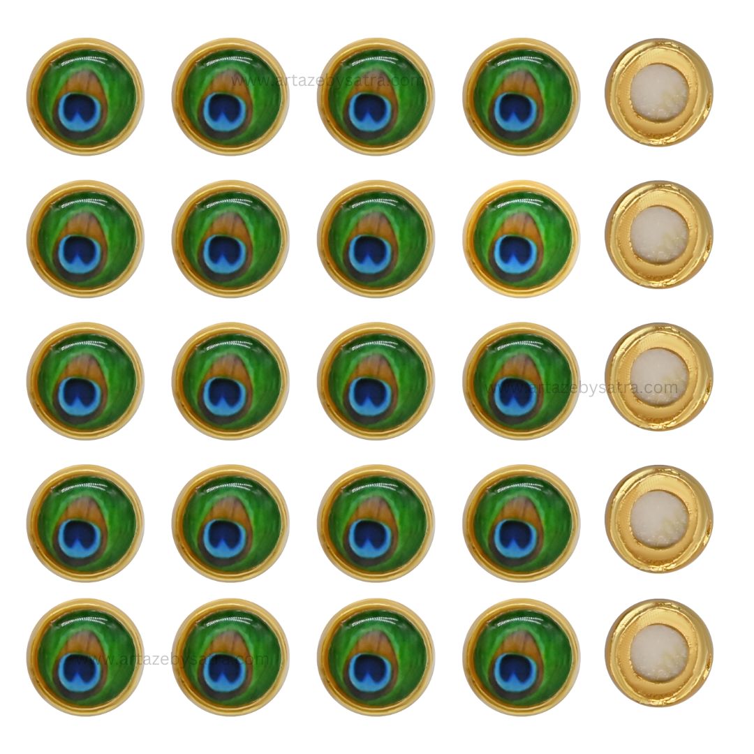 Round Peacock Meenakari Kundan Beads | Size : 12mm | Qty : 12pcs | MKB24