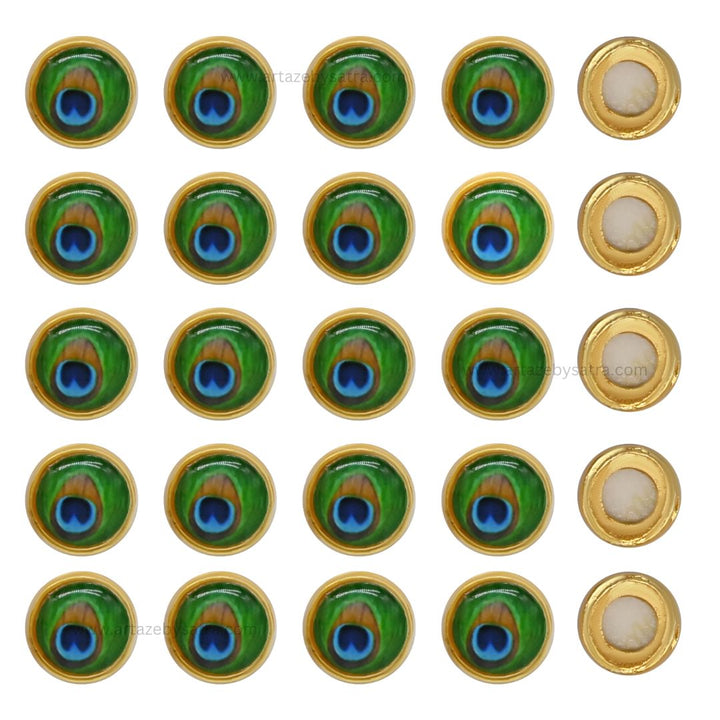 Peacock Meenakari Kundan Beads | Size : 12mm | 12pcs