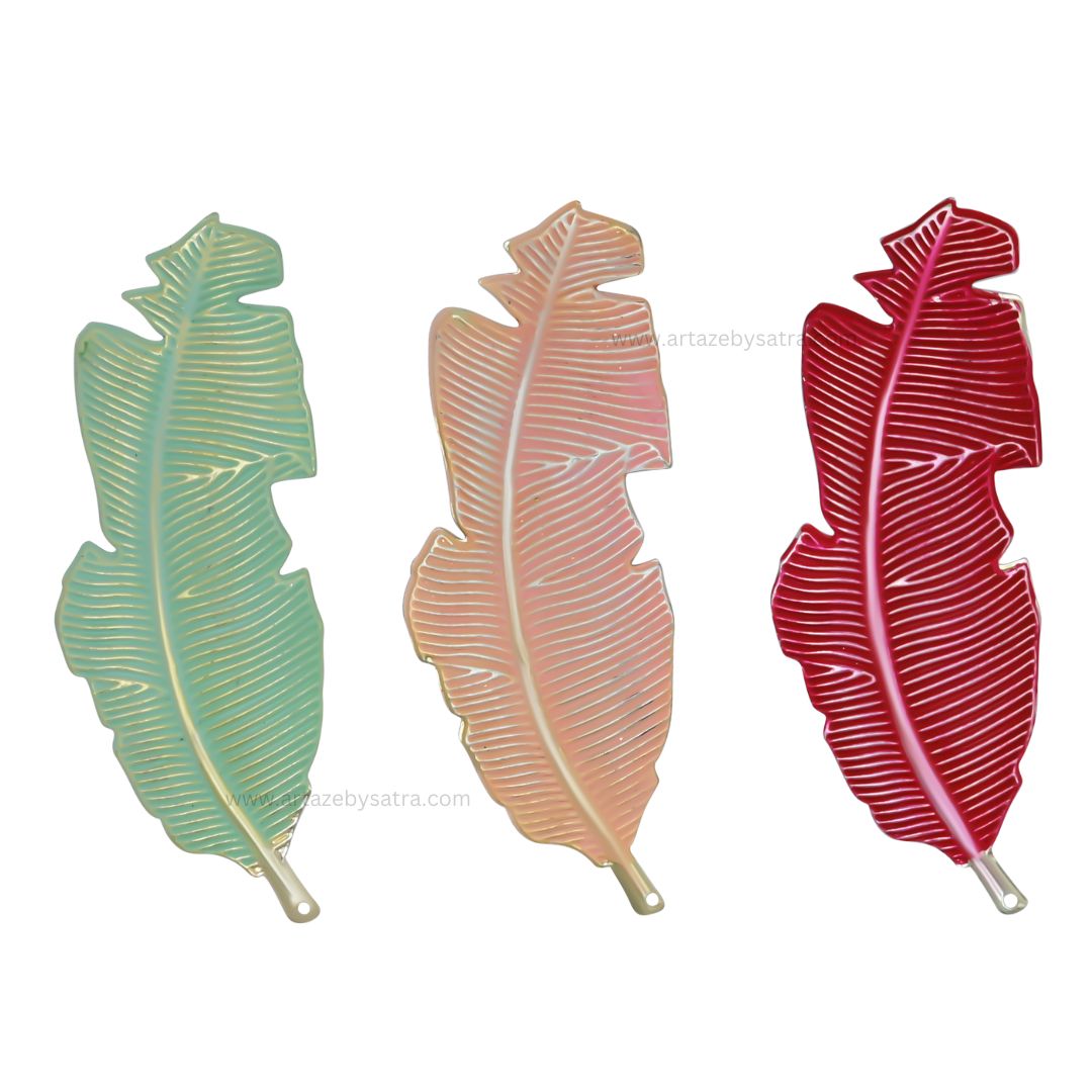 Leaf Coloured Metal Art | Size : 4.9inch | Qty : 10pcs