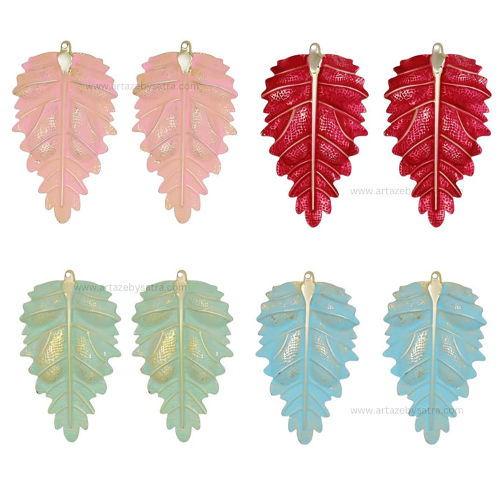 Leaf Coloured Metal Art | Size : 4inch | Qty : 4pcs