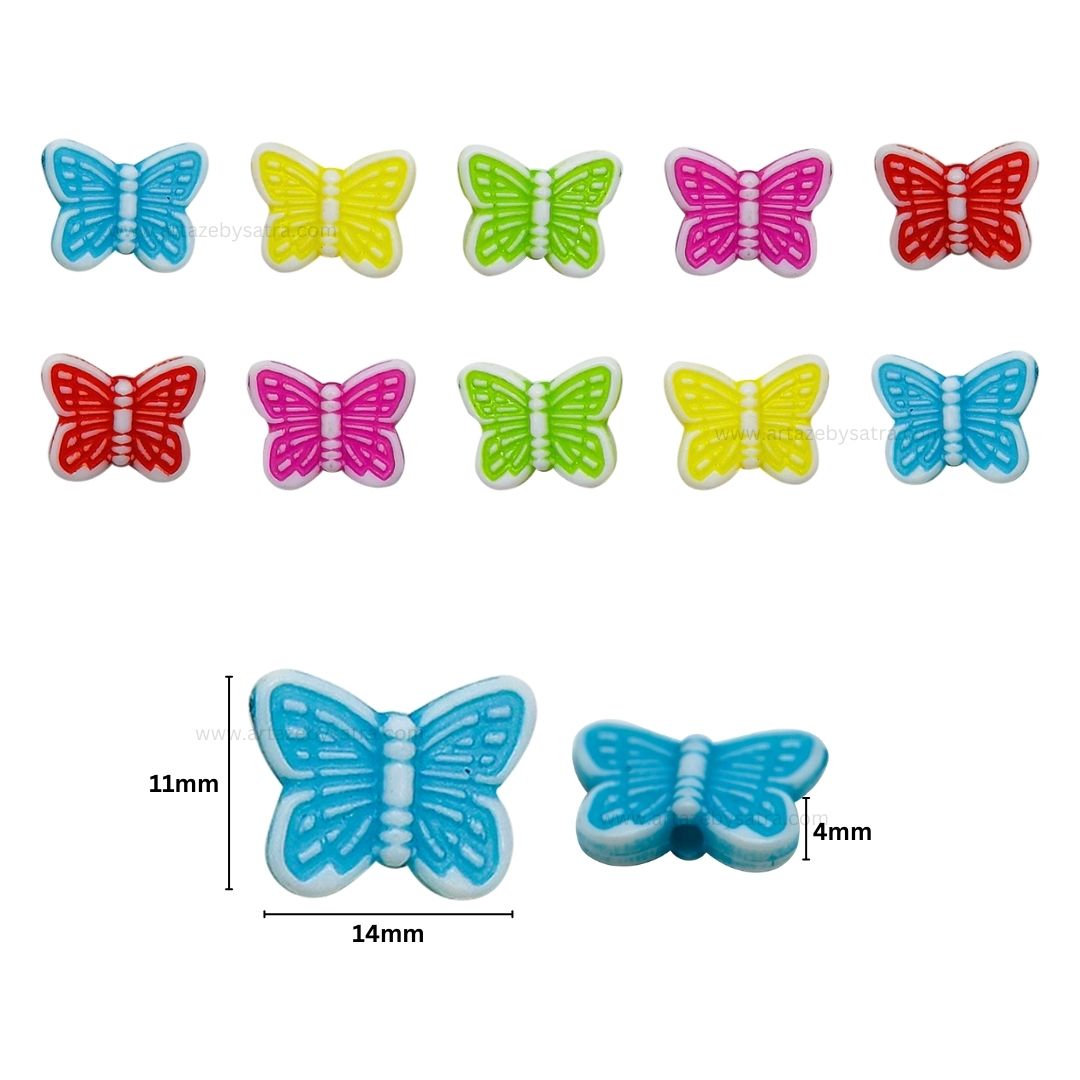 Butterfly Pastel Plastic Beads | Size : 14mm | PB138