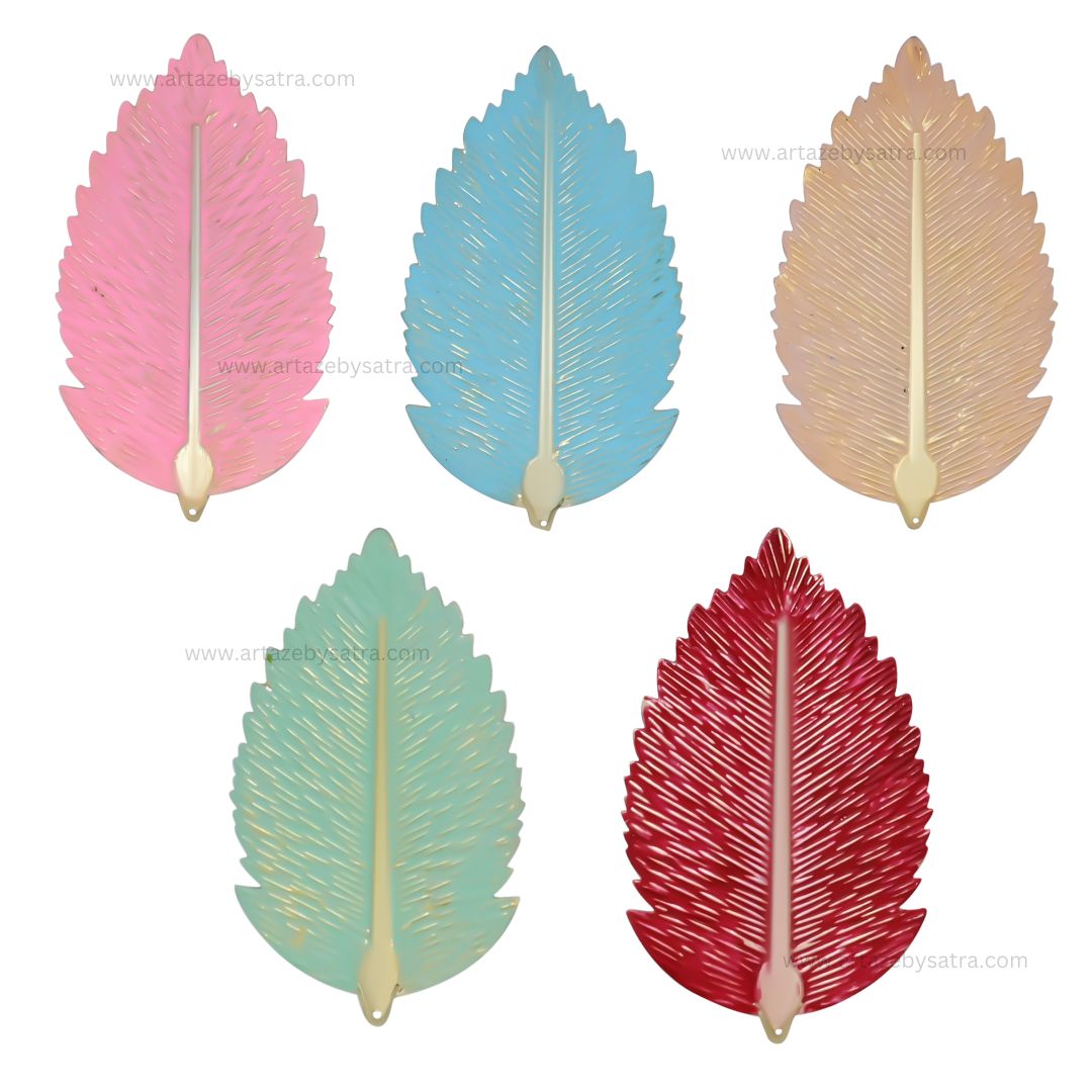 Leaf Coloured Metal Art | Size : 4.5,5.5inch | Qty : 4pcs