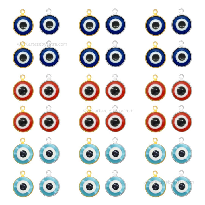 Evil Eye Enamel Charms | Size : 16mm Ring : 12mm | Qty : 20pcs