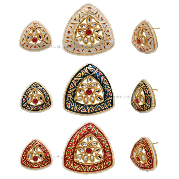 Meenakari Kundan Set | Size : 23mm | Qty : 1pendant and 1pair of Earring | MKB05