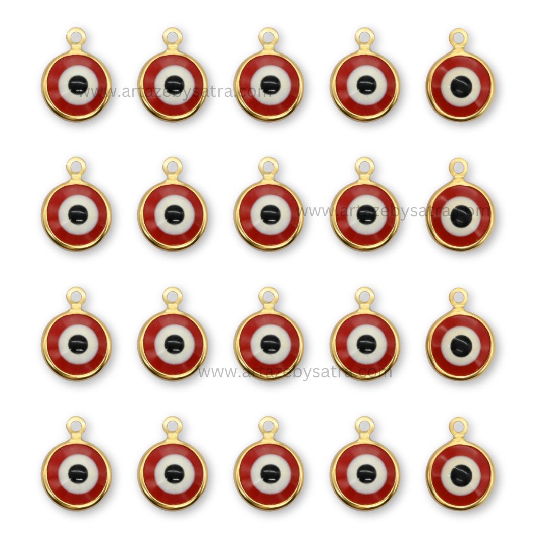 Evil Eye Enamel Charms | Size : 16mm Ring : 13mm | 20pcs