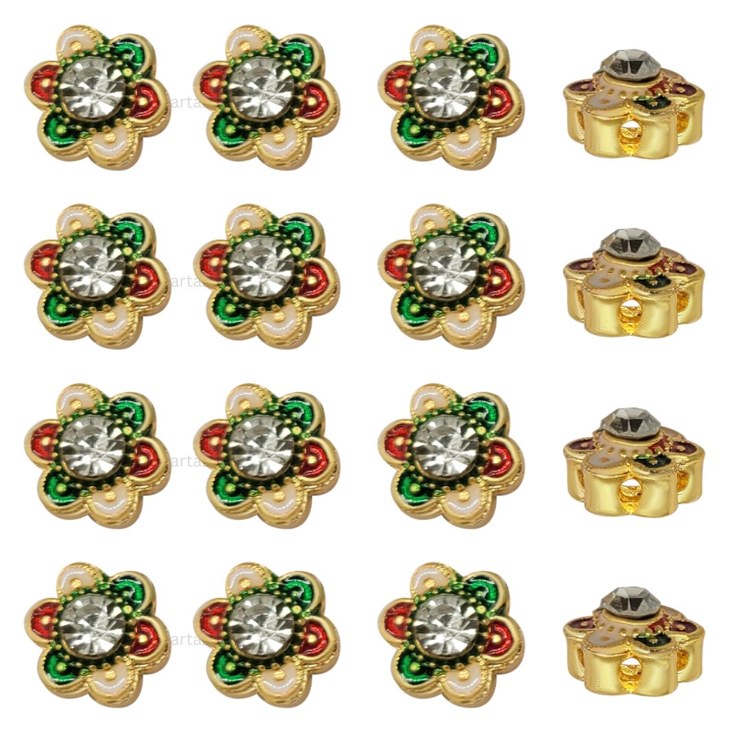 Meenakari Kundan Beads | Size : 6mm | Qty : 12pcs | MKB25