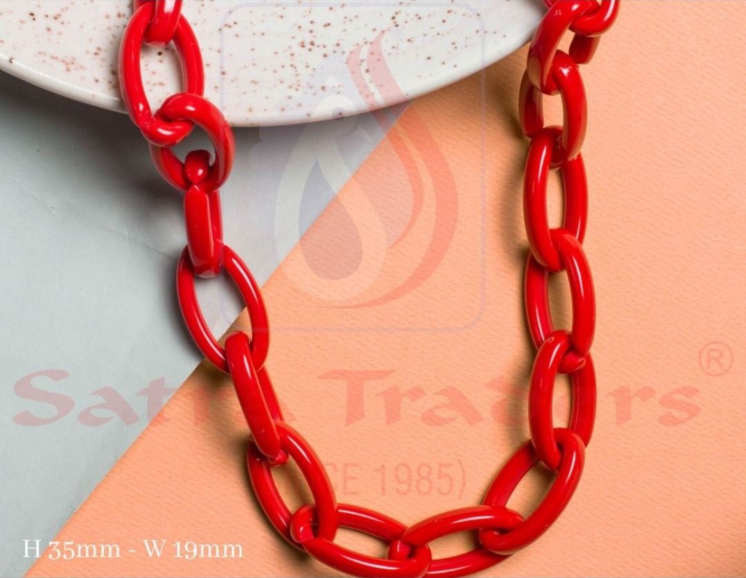 Acrylic Link Chain | Size : H-35mm W-19mm | 1mtr | AC27