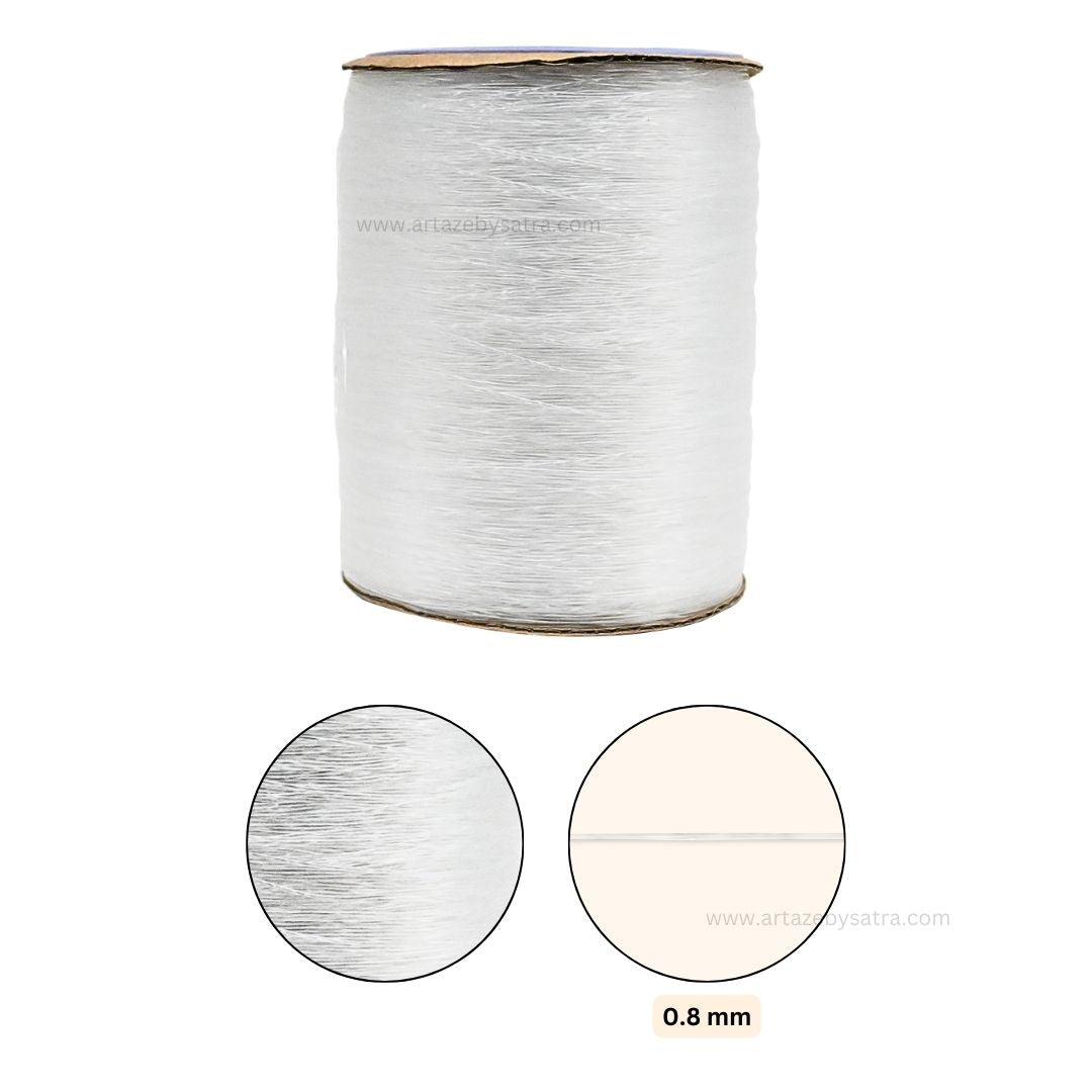 Transparent Elastic Crystal Thread  | Size : 0.8mm | Qty : 1000 mtr Roll