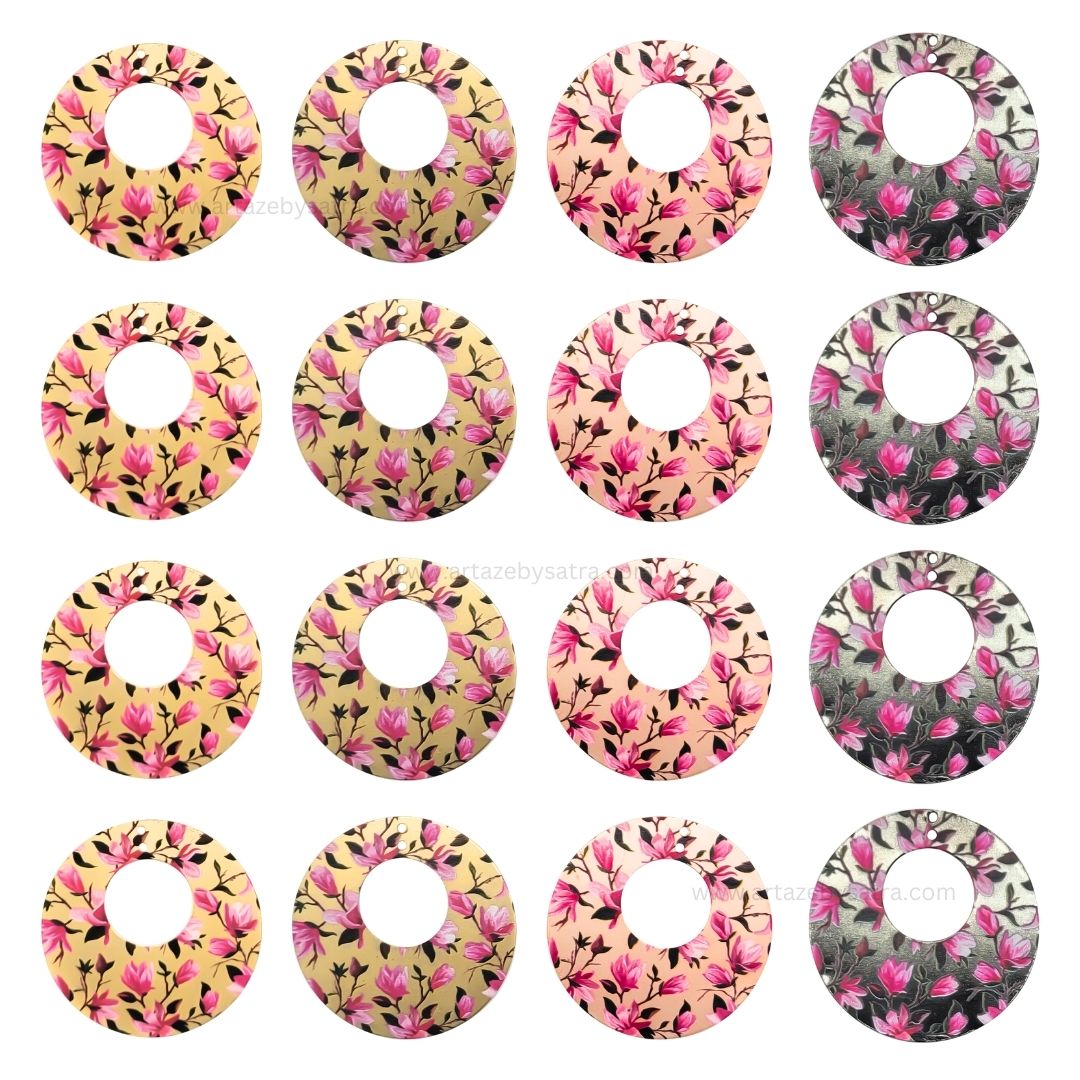 Floral Matt Finish Metal Art | Size : 40mm | Qty : 6pcs