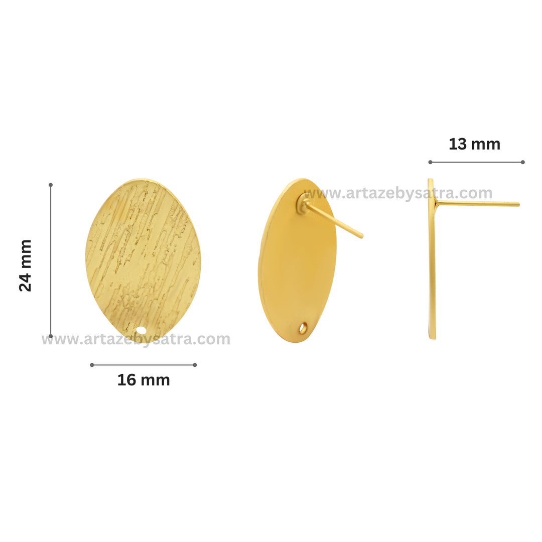 Oval Matt Base Earring Stud | Size : 24mm | 6pcs