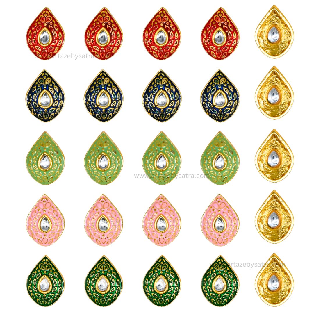 Meenakari Kundan Beads | Size : 24mm | Qty : 12pcs | C-347