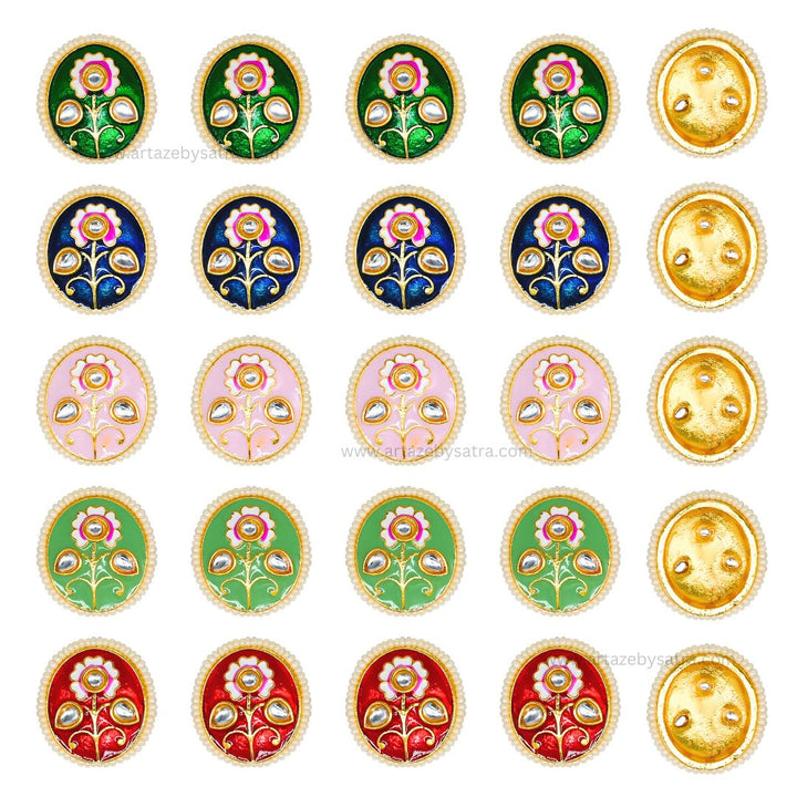 Meenakari Kundan Beads |  Size : 22mm | Qty : 6pcs | C-591