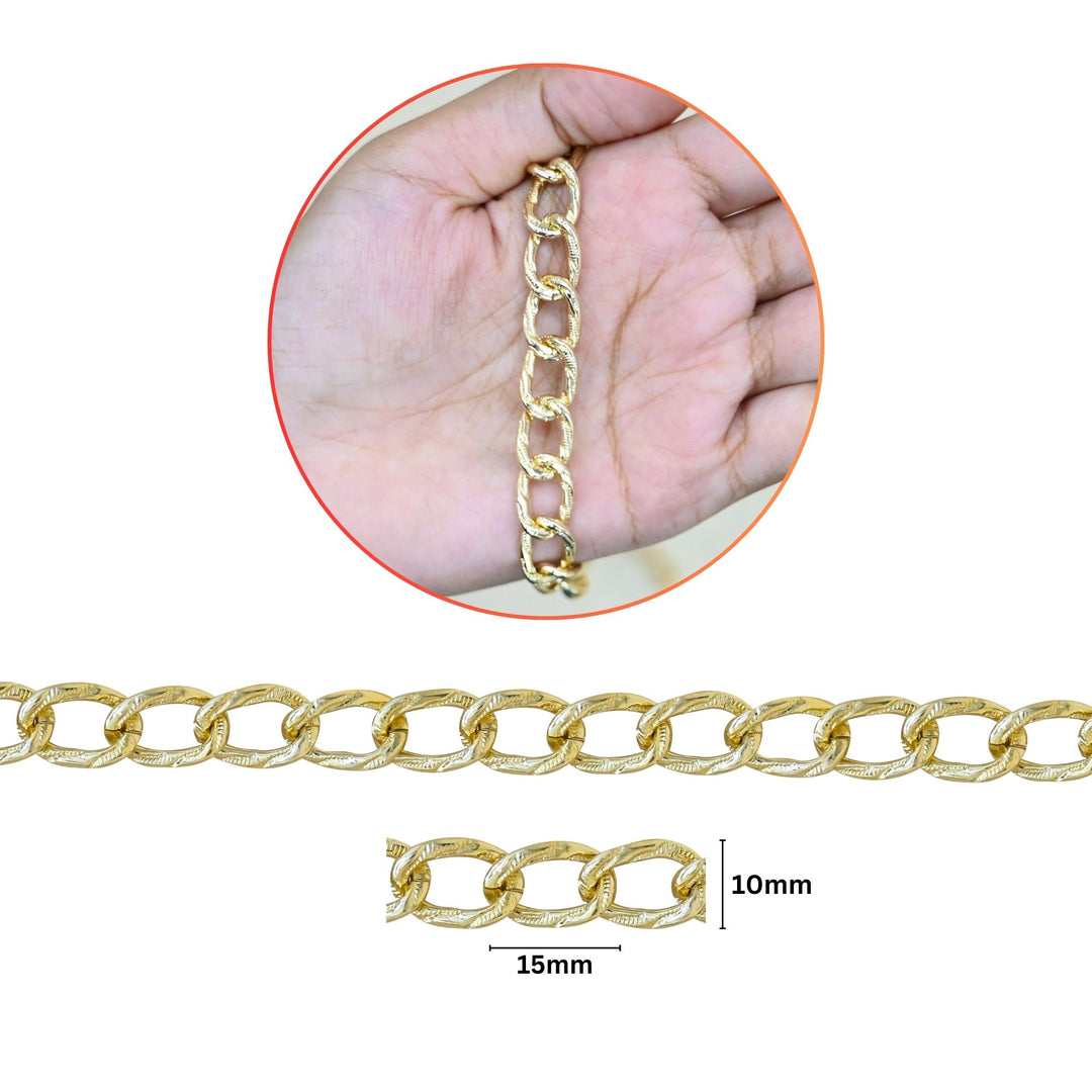 Aluminium Chain | Size : H-10mm W-15mm | Qty : 1mtr | JT-13-37-5