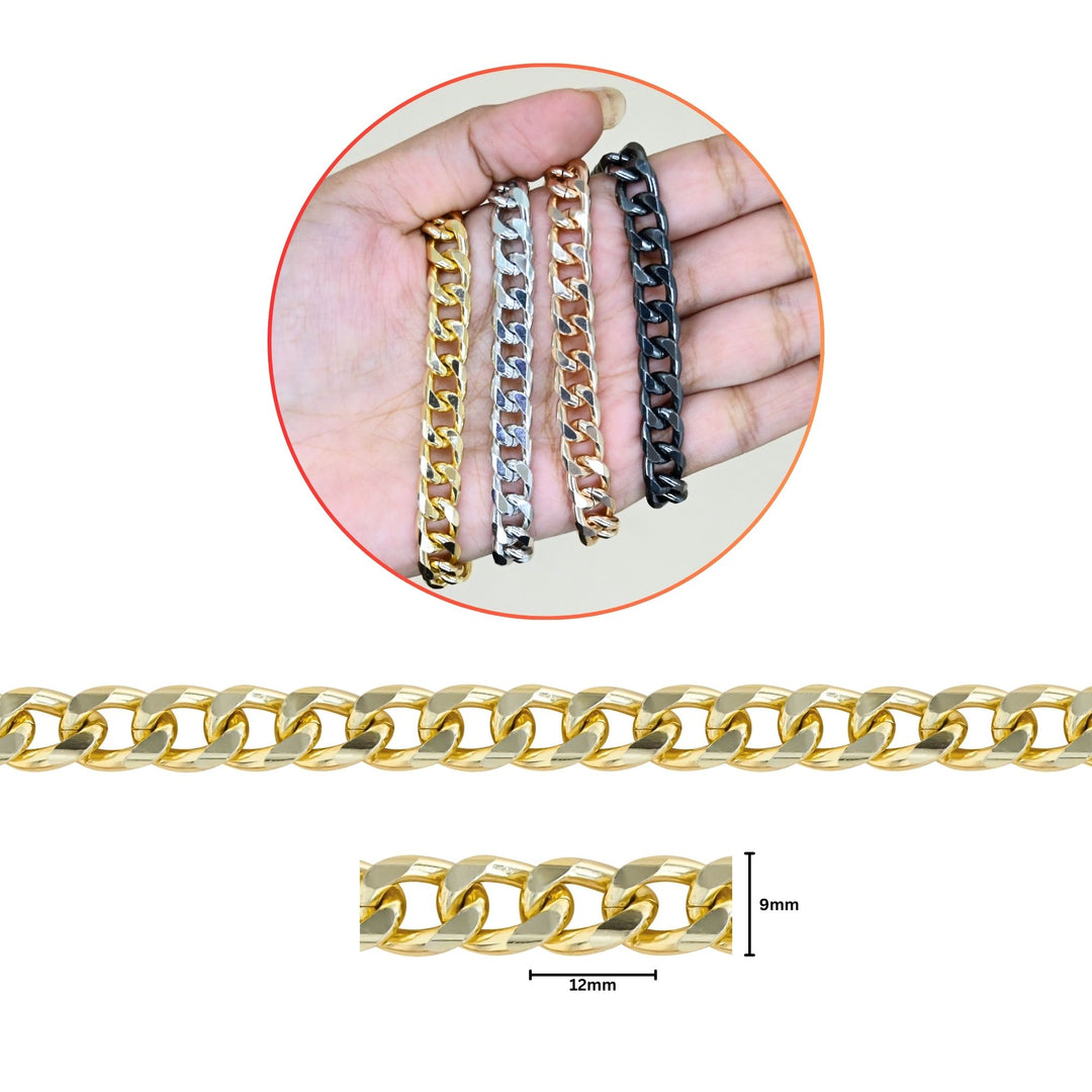 Aluminium Chain | Size : H-9mm W-12mm | Qty : 1mtr | JT-19-35-10