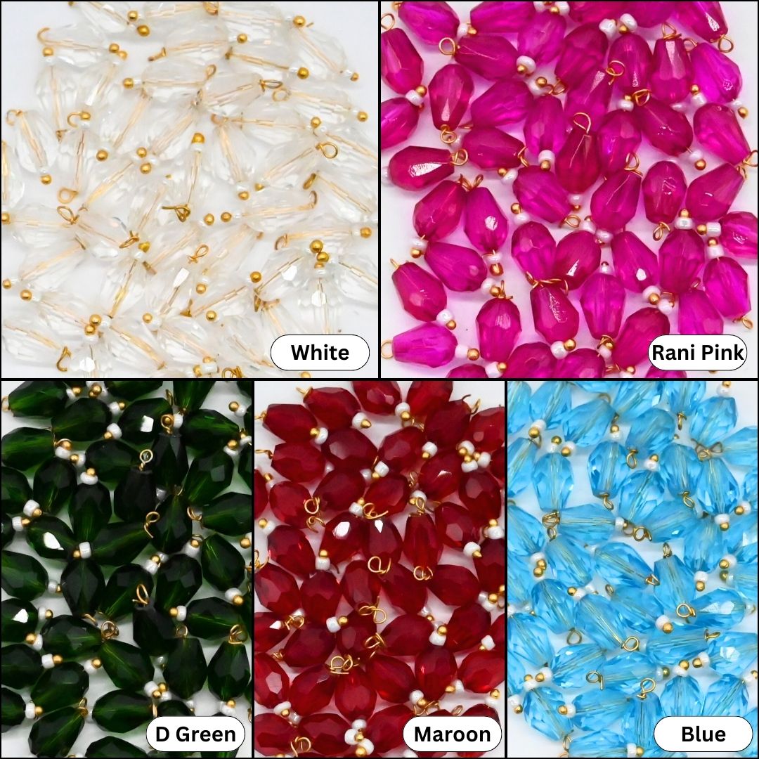 Transparent Lariya Drop Shape Beads | Size : 16mm | Qty : 50pcs