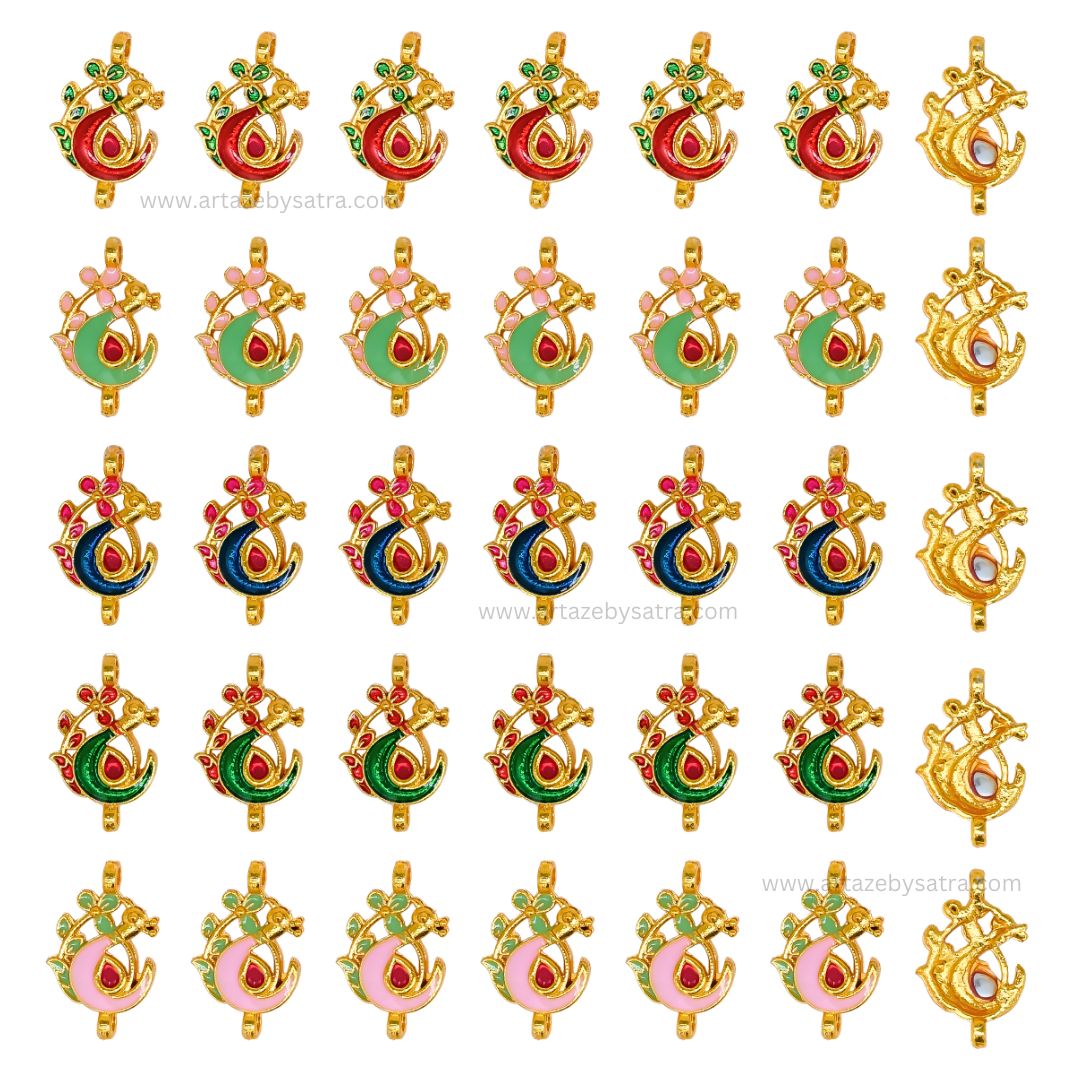 Meenakari Kundan Beads | Size : 23mm | Qty : 12pcs | C-481