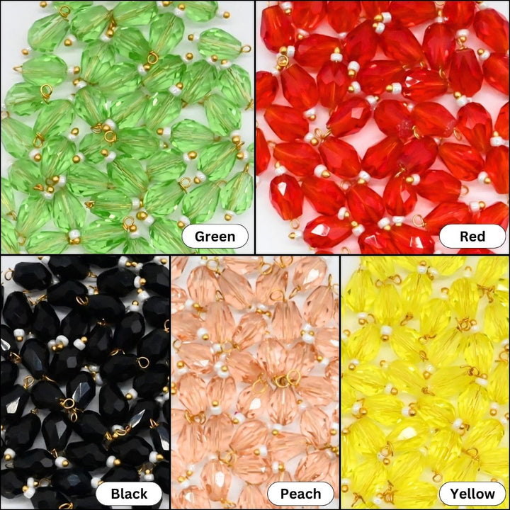 Transparent Lariya Drop Shape Beads | Size : 16mm | Qty : 50pcs