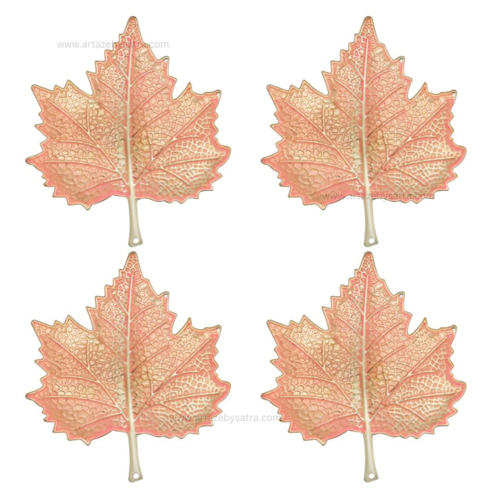 Leaf Coloured Metal Art | Size : 4inch | Qty : 4pcs