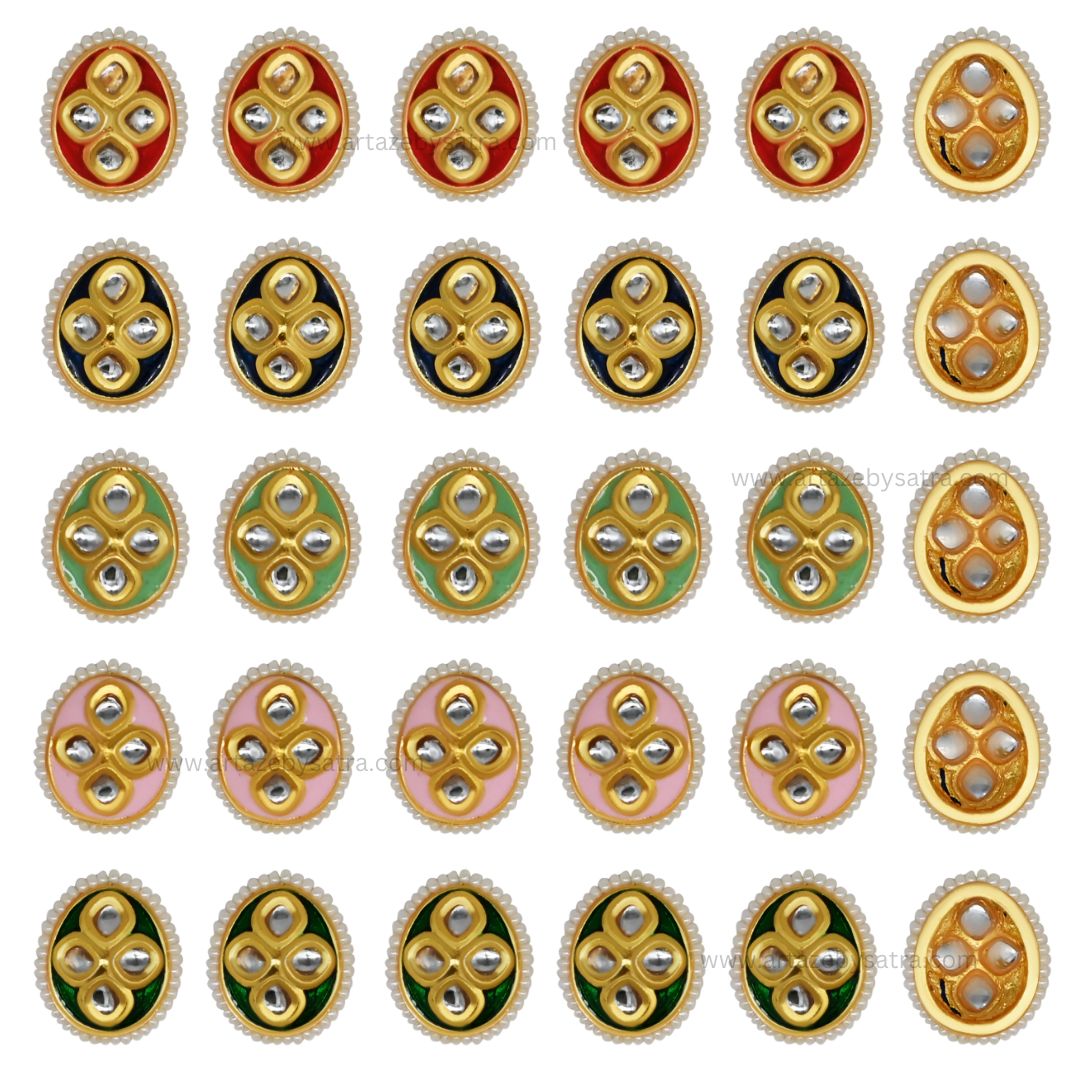 Meenakari Kundan Beads | Size : 18mm | 12pcs | C-298