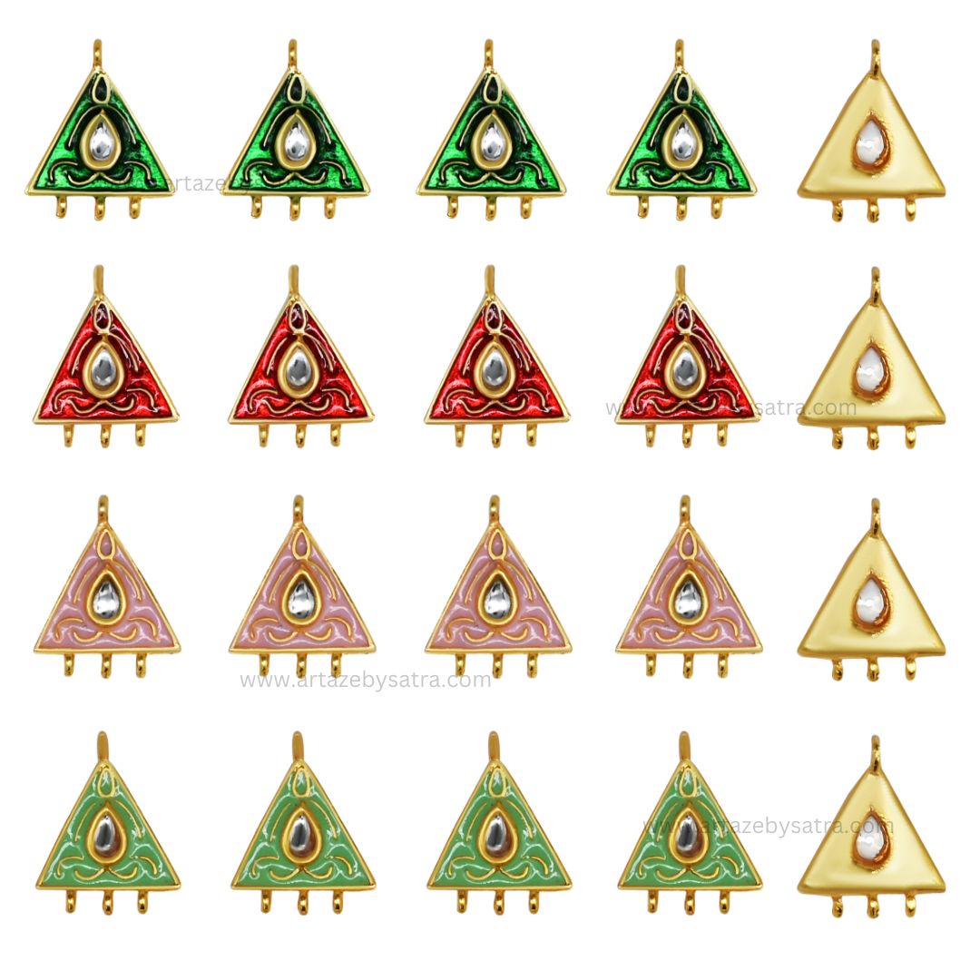 Meenakari Kundan Beads | Size : 23mm | Qty : 12pcs | C-362