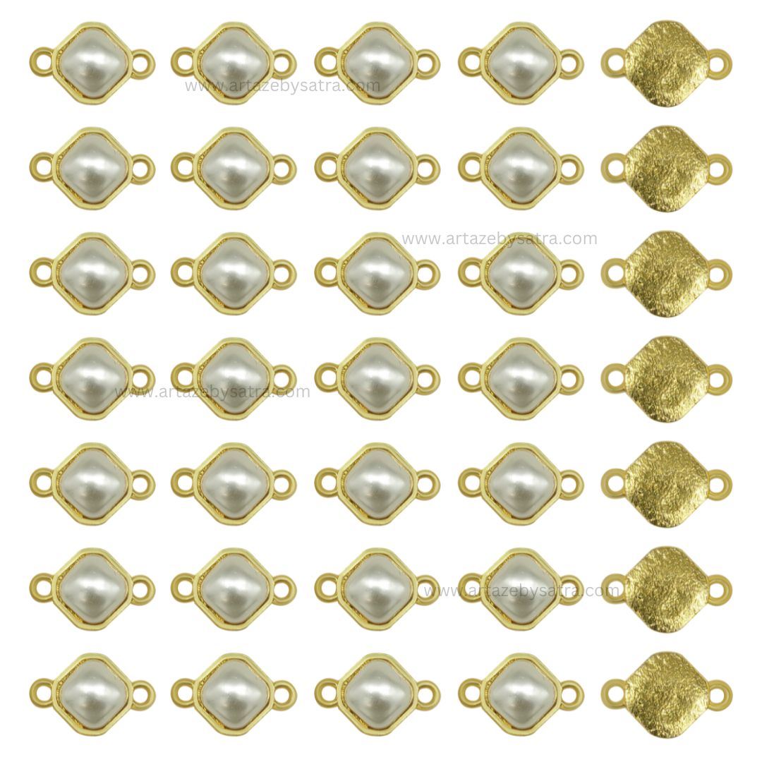 Pearl Meenakari Kundan Beads Connector | Size : 14mm | 12pcs