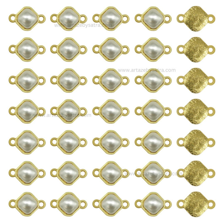 Pearl Meenakari Kundan Beads Connector | Size : 14mm | 12pcs