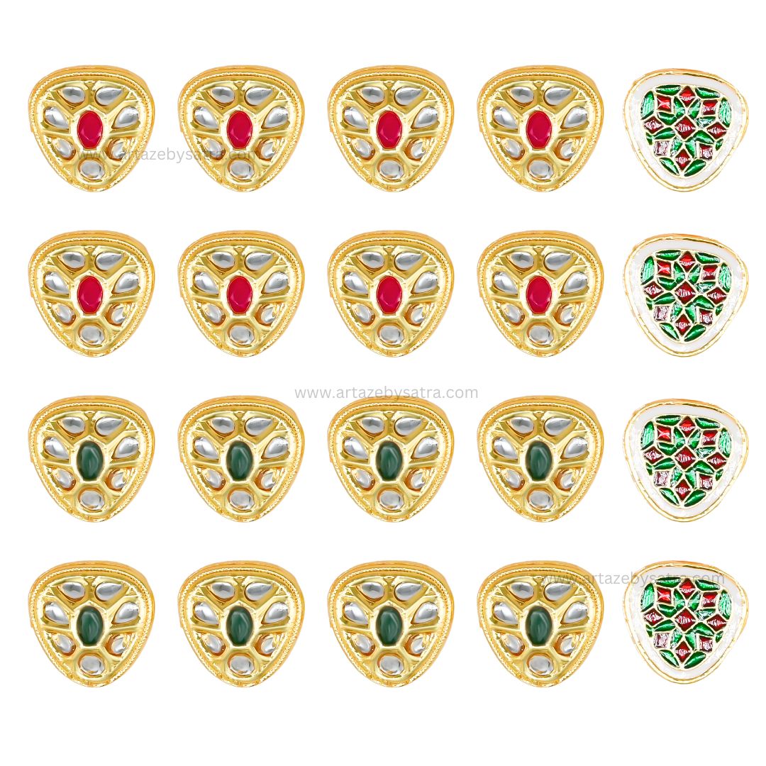 Meenakari Kundan Beads | Size : 21mm | Qty : 6pcs | MKB08