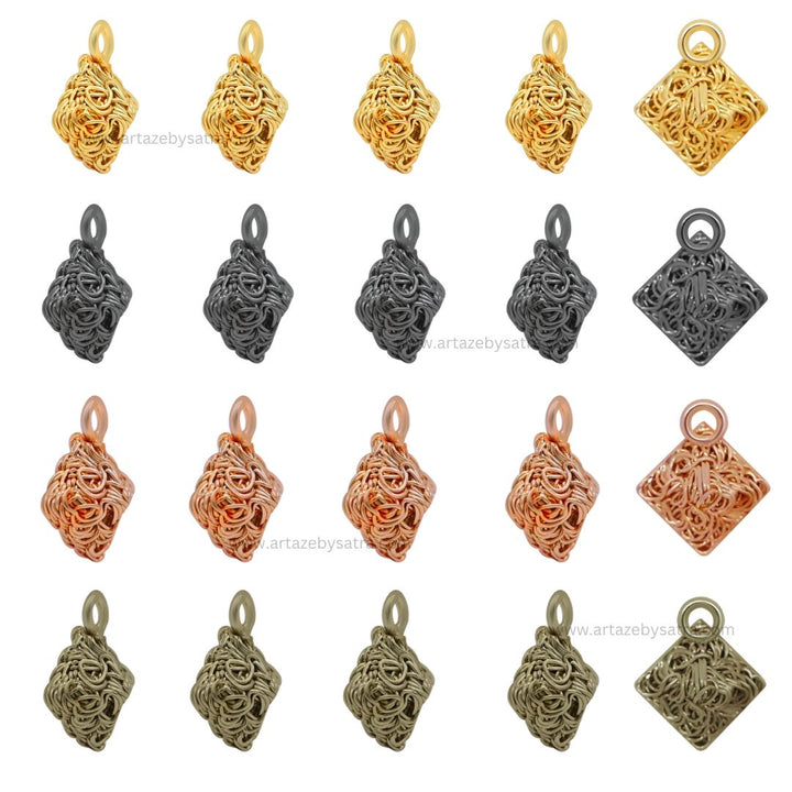 Square Embossed Wire Jewellery Design | Size : 10mm | 20pcs | WR26