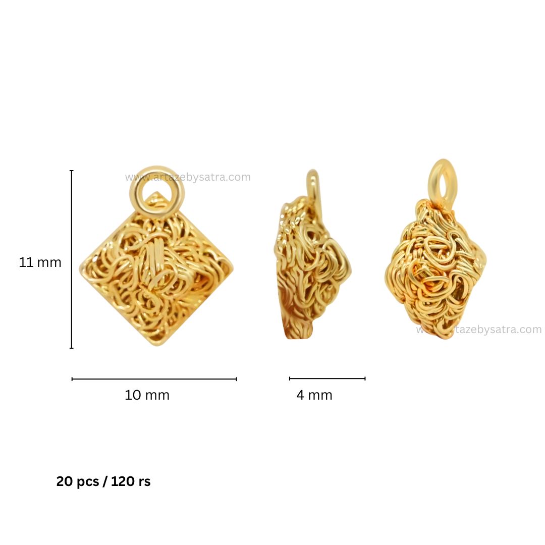 Square Embossed Wire Jewellery Design | Size : 10mm | 20pcs | WR26