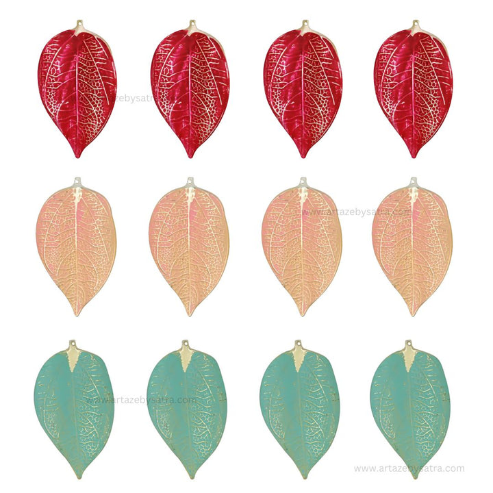 Leaf Coloured Metal Art | Size : 5,5.5inch | Qty : 4pcs