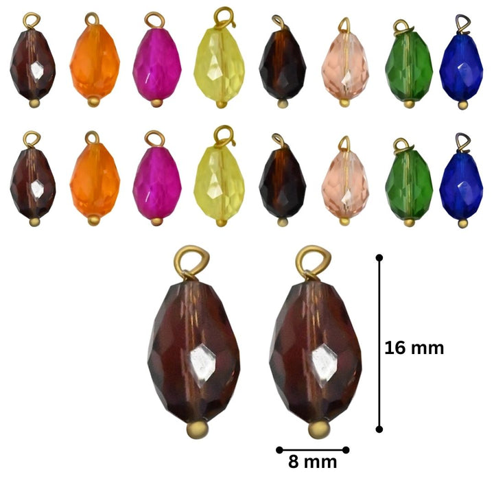 Transparent Lariya Drop Shape Beads | Size : 16mm | Qty : 50pcs