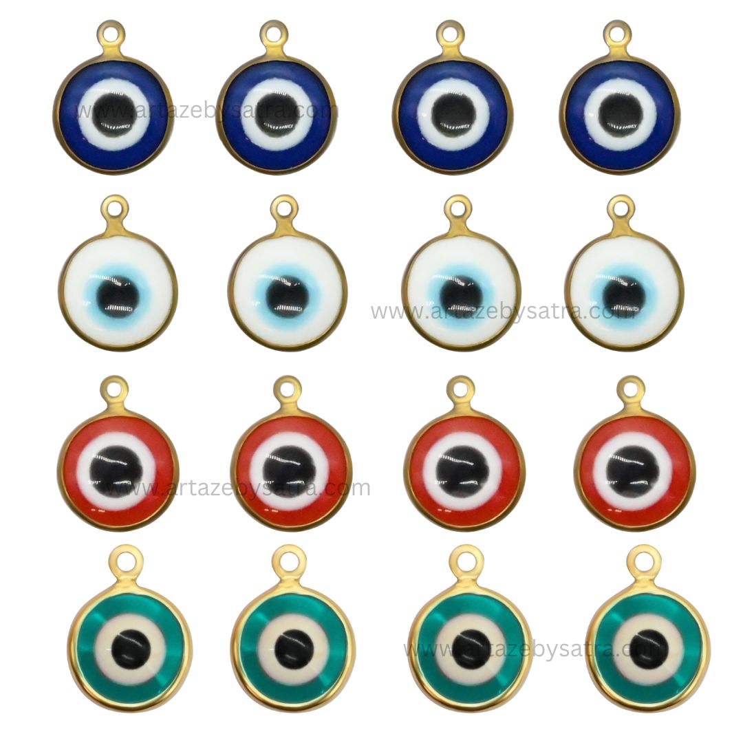 Evil Eye Enamel Charms | Size : 16mm Ring : 12mm | 10pcs